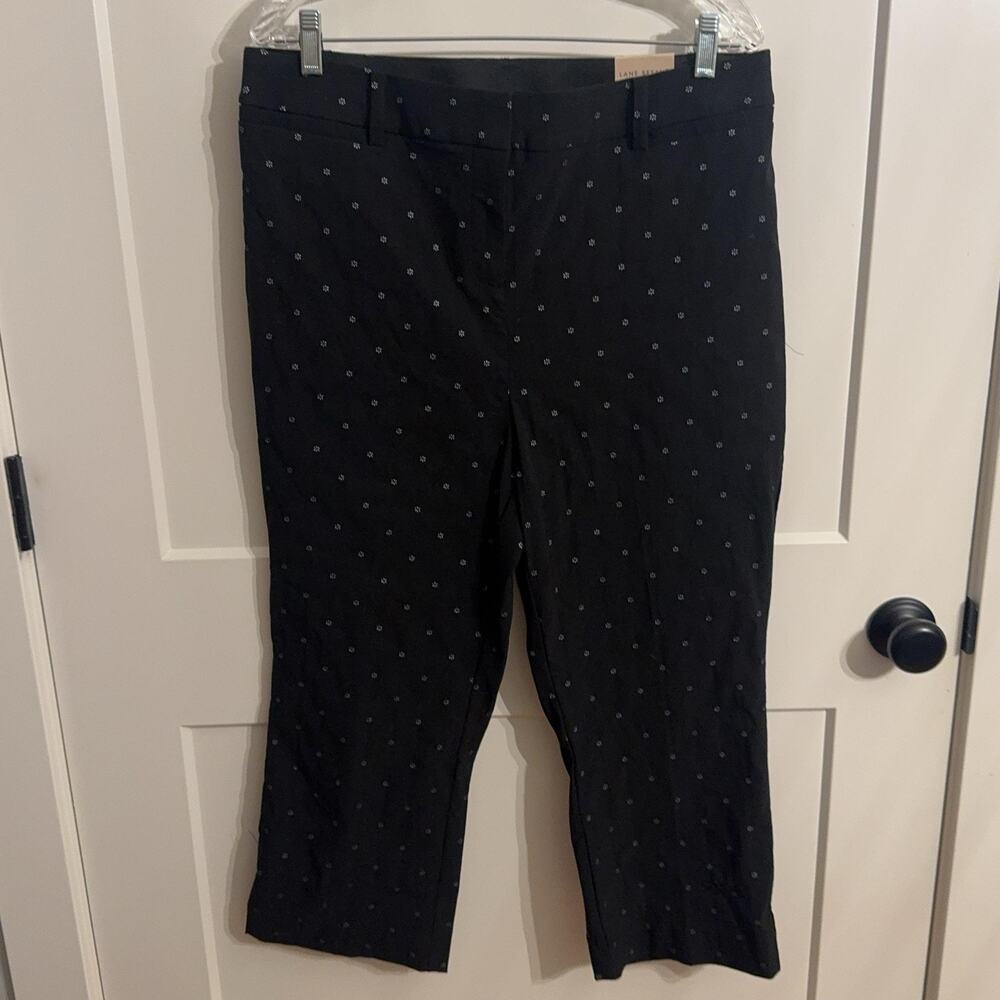 Lane Bryant Capri Pants Sz 14 Plus Black Floral Embroidered Crop Work Office